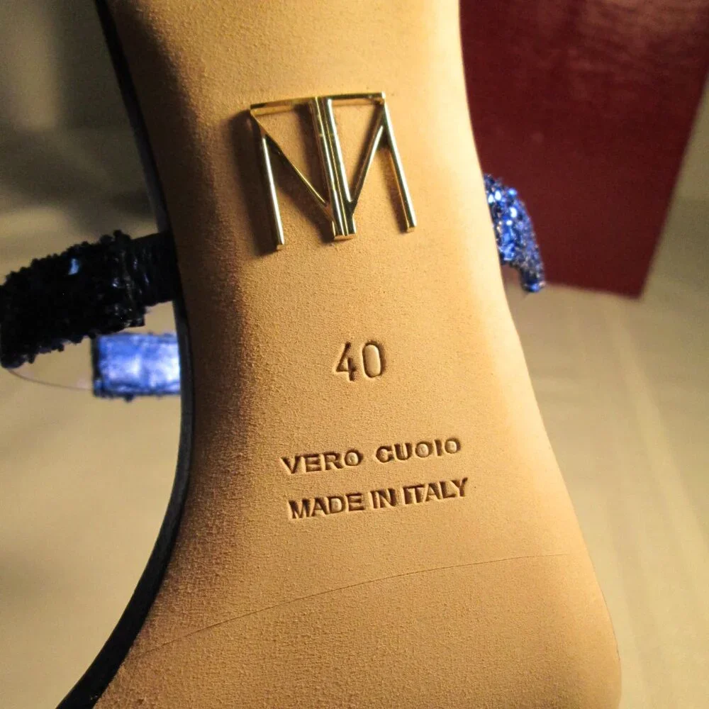 Tamara Mellon Frontline Glitter Heels Cobalt Blue Sz 40 NIB ✨ - Picture 12 of 13